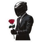 Biker With Rose Sticker